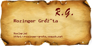 Rozinger Gréta névjegykártya